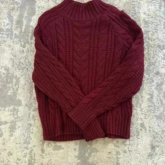 Love Tree Large Burgundy Sweater. Cropped and Casual. Charming. - Picture 4 of 4